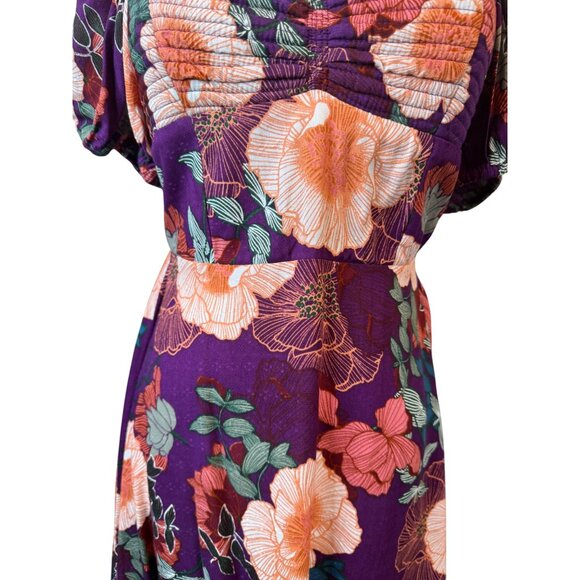 2/$30 NWT Floral XS Print NWT Dress By Band Of The Free Purple & Ivory - Picture 12 of 16